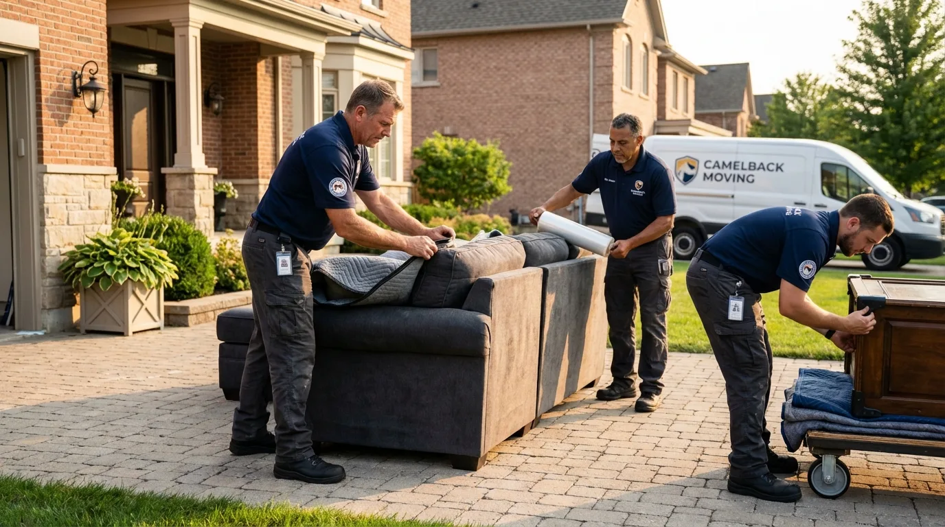 Large estate moving crew wrapping furniture in East Troy, WI